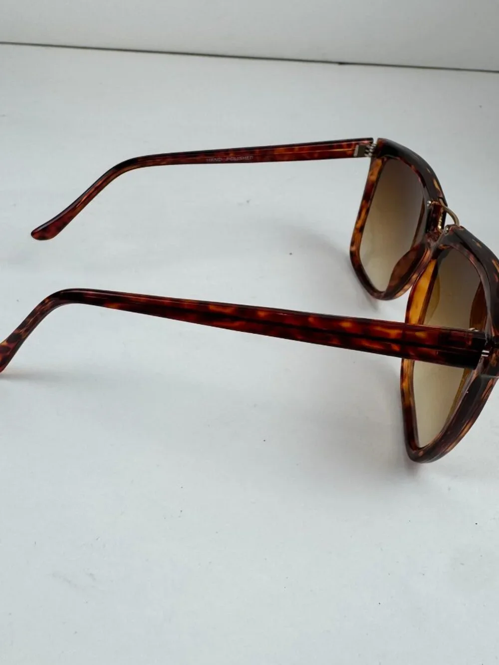Unisex Hand Polished Tortoiseshell Square Sunglasses-Minor Scratches, Frame Bent